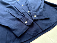 90s Polo RalphLauren Silk Linen Cotton L/S Shirt L DeepNavy