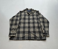 90s POLO SPORT ShadowPlaid Wool Loop Shirt L Black&White