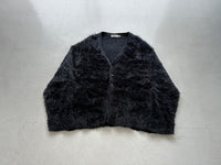 60s MONTGOMERY WARD Mohair Cardigan L Black&Gray