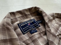 90s Polo Sport ShadowPlaid Loop Shirt L Beige