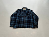 70s Goldenline Shadowplaid Wool Loop Shirt M Navy&Blue – NO BURCANCY
