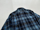 70s Goldenline Shadowplaid Wool Loop Shirt M Navy&Blue