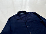 90s Polo RalphLauren Silk Linen Cotton L/S Shirt L DeepNavy