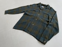 60s Vintage TOWNCRAFT Rayon ShadowPlaid Shirt L Khaki