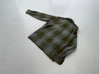 70s Merino ShadowPlaid Wool Shirt M Khaki AsIs