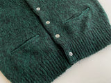 50s Vintage Norwegian Mohair Cardigan Green&Black M