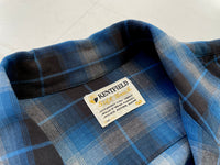 60s Vintage KENTFIELD Rayon ShadowPlaid Loop Shirt M Black&Blue