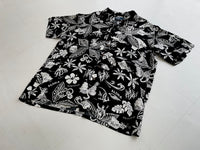 90s RalphLauren “Hawaiian” Rayon Shirt XL Black