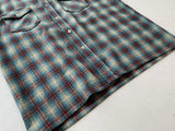 70s goldenline Shadowplaid Wool Shirt L