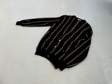 70s LACOSTE Wool Striped Cardigan L Black