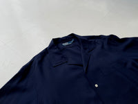 90s Vintage RalphLauren Silk Linen &Cotton L/S Shirt L Navy