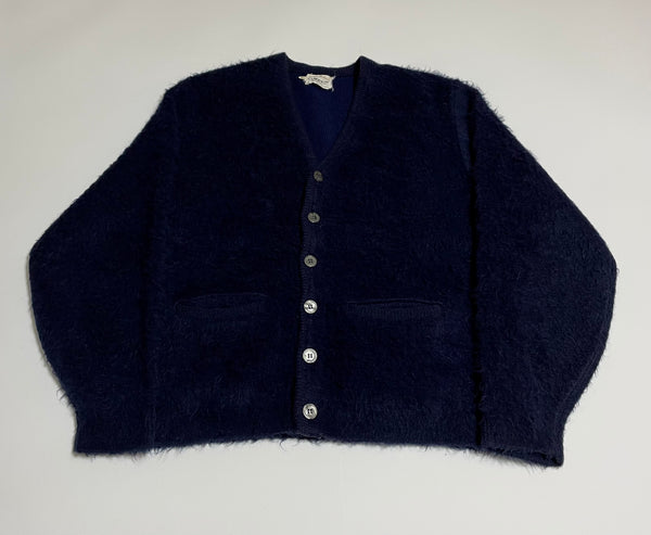 50s vintage CAMPUS Mohair Cardigan Deep Navy M