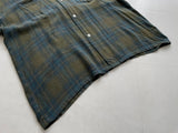 60s Vintage TOWNCRAFT Rayon ShadowPlaid Shirt L Khaki