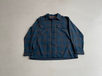 90s Vintage Ombre Wool Pendleton Opencollar Shirt Turquoise&Gray M