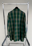 80s Vintage RalphLauren ShadowPlaid Rayon Shirt M Green