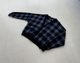 70s PENDLETON ShadowPlaid Wool Cardigan L Blue