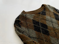 60s Vintage Jantzen Mohair Sweater Argyle Brown 36AsIs