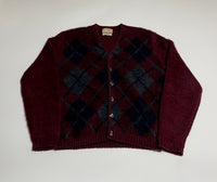 50s vintage ARROW Mohair Cardigan Argyle Burgundy L