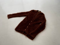 50s vintage Kams Mohair Cardigan M DeepBrown