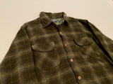 70s vintage Pendleton Ombre Wool Opencollar shirt Khaki L