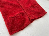 50s Vintage KEEN MAN Mohair Cardigan M BloodOrange