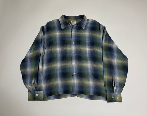 50s vintage Sears Ombre check rayon shirt BlueXGreenXBlack XL – NO ...