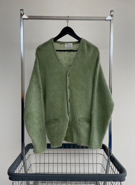 60s Sears Mohair Cardigan L SilverGreen