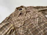 70s Vintage Pendleton ShadowPlaid Board Shirt L Mocha&Ivory