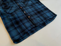 50s Vintage Cascade Ombre Wool Opencollar Shirt Blue&Black L