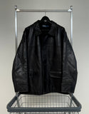 90s Polo RalphLauren Leather CarCoat L Black