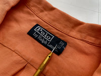 90s Vintage RalphLauren OpenCollar Shirt Silk&Linen M Orange