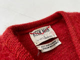 50s Vintage KEEN MAN Mohair Cardigan M BloodOrange