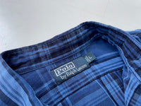 90s Vintage Polo RalphLauren Plaid Work Shirt L Blue
