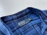 90s Vintage Polo RalphLauren Plaid Work Shirt L Blue