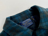 70s Vintage Pendleton Plaid Wool Shirt Blue&Turquoise