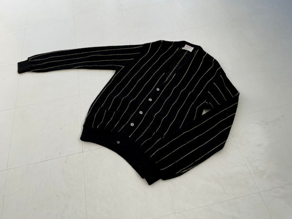 60s glandslam Wool Striped Cardigan XL Black