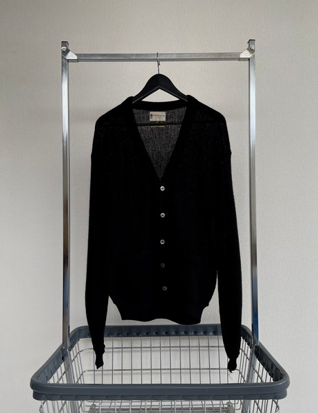 60s Vintage FRANK 100%Alpaca Cardigan Black L