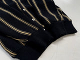 70s LACOSTE Wool Striped Cardigan L Black