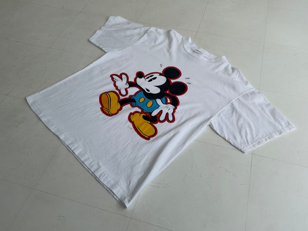 90s Vintage MickeyMouse BluePants T-shirt White