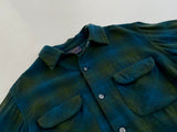 60s Vintage Pendleton Ombre Wool Opencollar Shirt Green&Blue XL