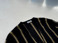 70s LACOSTE Wool Striped Cardigan L Black