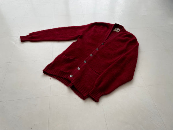 50s Vintage LORD JEFF Mohair Cardigan M Burgundy