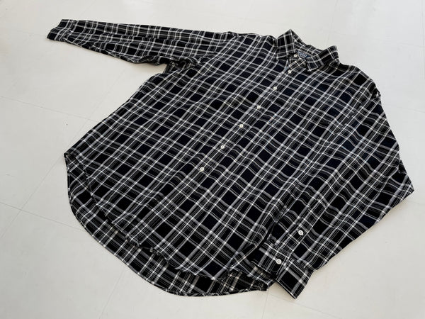 90s RalphLauren Black&White Plaid L/S Shirt L