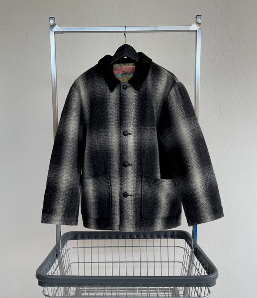 90s SANTAFE TRAIL Ombré Wool Jacket L Black&White