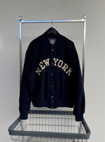 80s Empire NEWYORK Varsity Wool Jacket L Navy