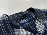 90s Vintage RalphLauren CALDWELL OpenCollar Plaid Shirt XL Black&White