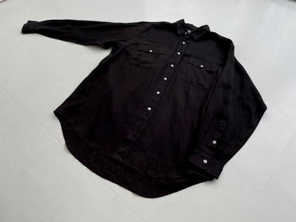 90s Vintage Ralph Lauren L/S Linen Shirt Black M