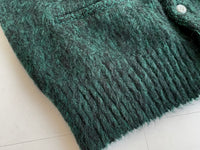 50s Vintage Norwegian Mohair Cardigan Green&Black M