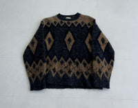50s Vintage Mohair Sweater  Diamond Pattern M