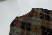 60s Vintage Jantzen Mohair Sweater Argyle Brown 36AsIs